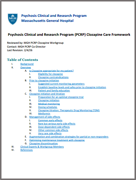 MGH PCRP Clozapine Care Framework (Post-REMS Era 2026)